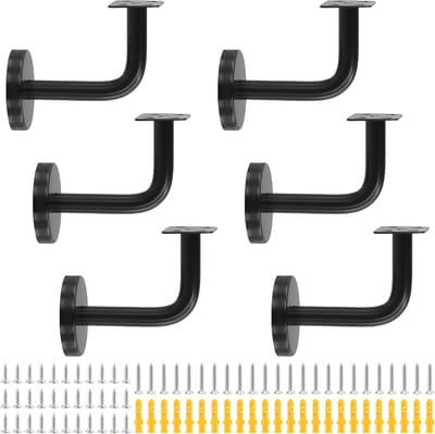 Leuninghouders Set - Wandbevestiging - Trapleuning Monteren - Roestvrij Staal - 6 Stuks - Zwart