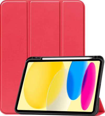 Hoesje Geschikt voor Apple iPad 10 (2022) - 10.9 inch - 10e Generatie - Dun & Stevig - Trifold Bookcase - Hard Cover Case - Met Uitsparing Geschikt voor Apple Pencil - Hardcover Book - Tablet Hoes - Rood