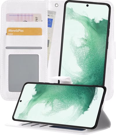 Hoesje 2 in 1 - Geschikt voor Samsung Galaxy S22 - Met Uitneembare Hard Cover - Bookcase - Wallet Case - Met Pasjeshouder - Book Case - Uitneembaar - Pashouder - Kunstleer - Wit