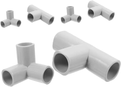 Plastic Pijp Verbindingen - Hoekstukken Koppelingen - Tuinconstructies Bouwen - Eenvoudige Installatie - 6 Stuks - Grijs