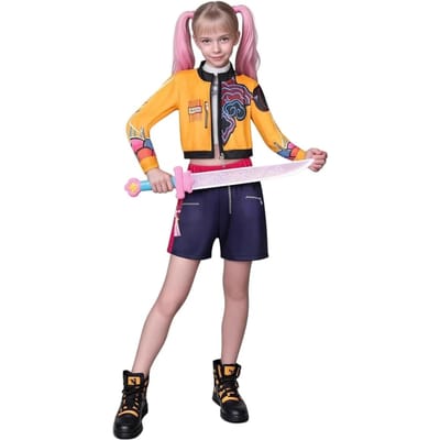 Rumi Cosplay Jas Gilet Korte Broek Kostuum Set Zoey Mira Verkleed Kind verjaardag Carnavalspak 120 blue