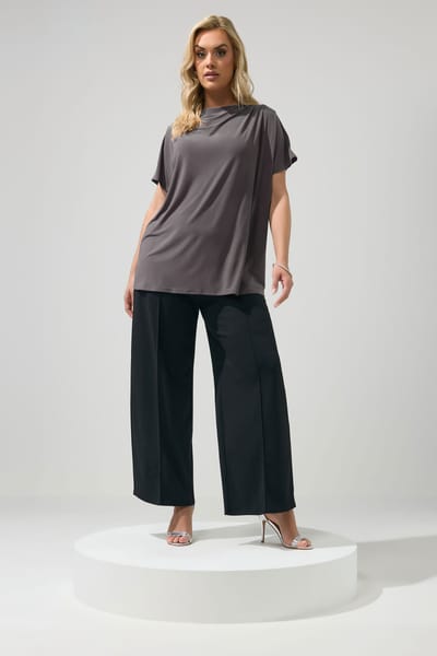 Yours London Grijze Top Met Gedrapeerde Schouders Size 38
