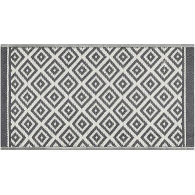 Livarno home Buitenkleed - Grijs geometrie - 80 x 150 cm - Weerbestendig