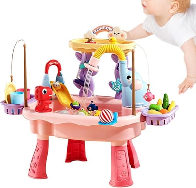 Watertafel Speelset - Sensorische Spoelbak - Buiten Spelen - Interactief Water Pomp Systeem - 46 x 16 x 34 cm
