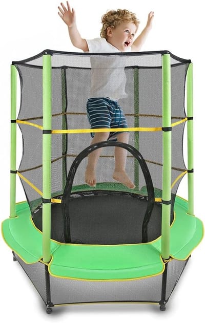 Trampoline voor Kinderen - Springkussen Binnen Buiten - Buiten Spelen - Met Veiligheidsnet - 140 cm Diameter - Groen