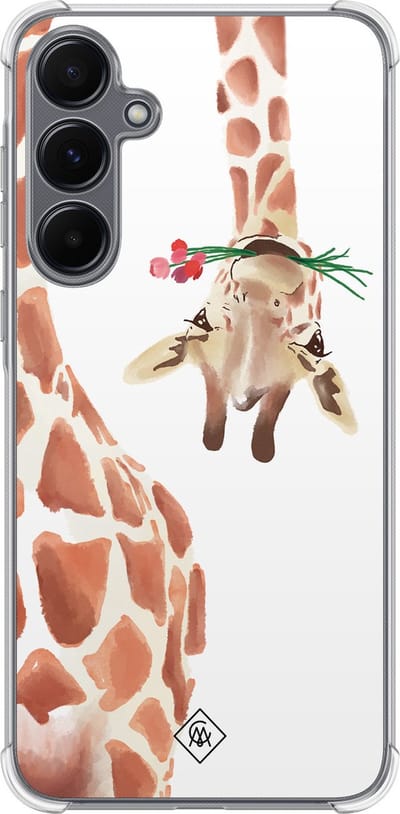 Casimoda® hoesje - Geschikt voor Samsung Galaxy A35 5G - Giraffe - Shockproof case - Extra sterk - TPU/polycarbonaat - Bruin/beige, Transparant