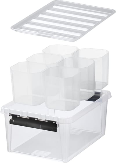 SmartStore - Classic 15 Opbergbox 14 liter met 6 Vakverdelers - Polypropyleen - Zwart