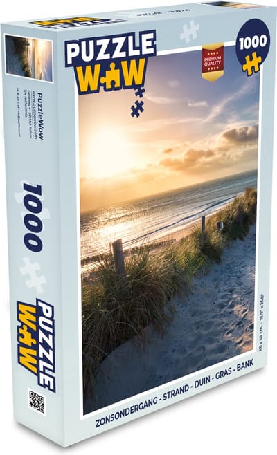 Puzzel Zonsondergang - Strand - Duin - Gras - Bank - Legpuzzel - Puzzel 1000 stukjes volwassenen