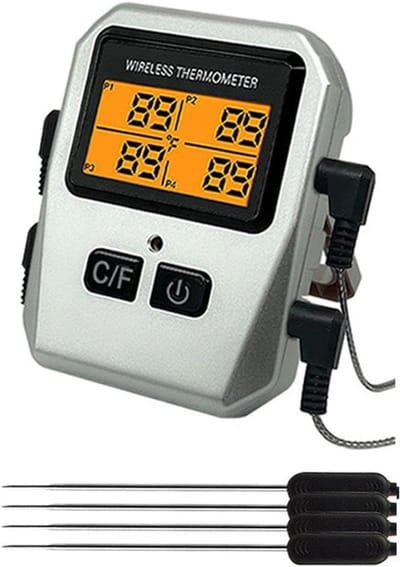 Kookaccessoires - Slimme Bluetooth Vleesthermometer - 4 Probes - Nauwkeurig ±0.5°C - Bereik tot 100m - USDA Voorinstellingen