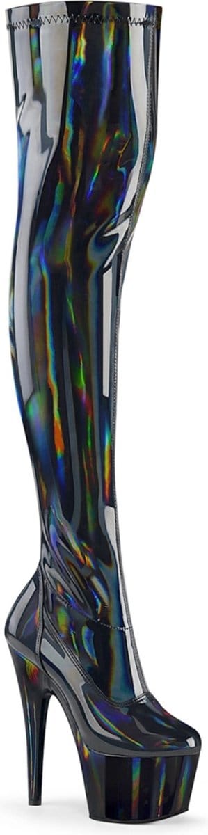 Pleaser - ADORE-3000HWR Plateau Overknee Laarzen - Paaldans schoenen - 40 shoes - Zwart