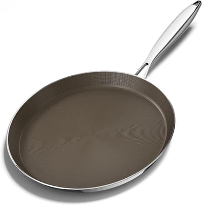 Keramische Crêpepan - Pannenkoekenpan Omletpan - Lekker Ontbijten - Krasbestendig Antiaanbak - 30 cm Diameter - Bruin