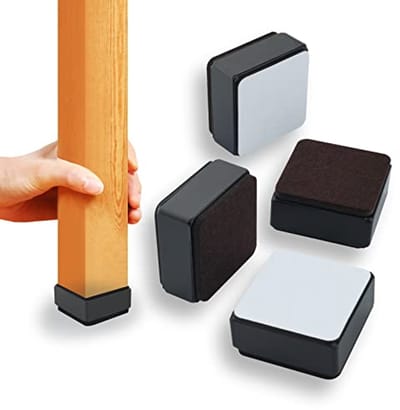 Vierkante meubelverhogers van koolstofstaal - 4 stuks, 60 x 32 mm, zwart voor meubels