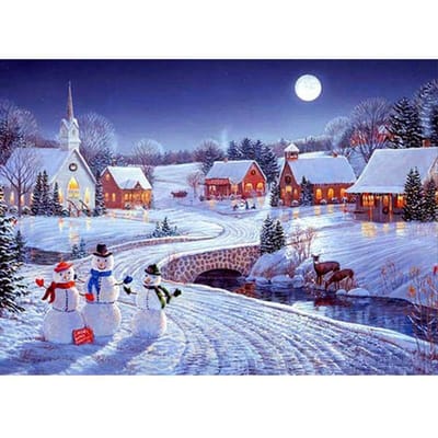 Diamantschilderij Kruissteek 5D Diamantschilderij Volledige diamantborduurwerk Ambachten Sneeuw Kerstmis 20X30CM gray