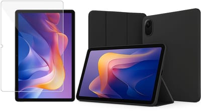 TechNow Hoesje + Screenprotector geschikt voor Xiaomi Redmi Pad 2 Hoesje – Glas - Extreme Shock Case – Smart Case - Zwart