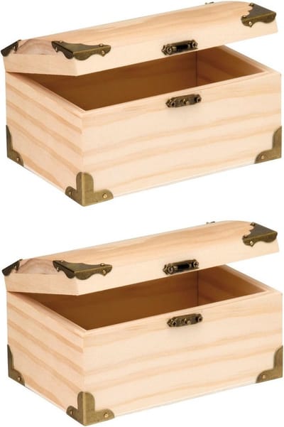 4x stuks houten kistjes ronde deksel 15 x 9,5 cm - Hobby/knutselmateriaal - Houten kistjes - Te beschilderen en versieren