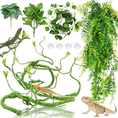 Accessoires voor baarddraken en terrariums met kunstmatige bladeren voor leopardgekko's en andere reptielen
