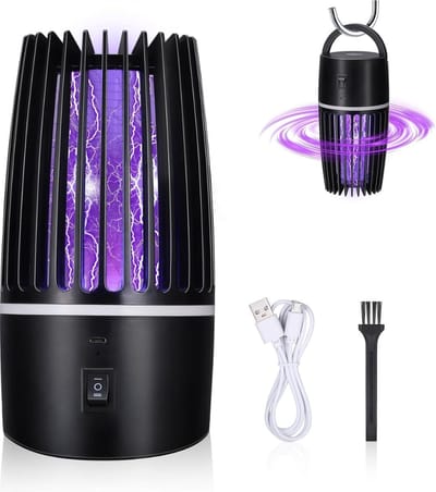 Muggenlamp - Muggenvanger - Muggen - Muggenverdelger - Muggenvanger elektrische - 2-in-1 USB-oplaadbaar - Elektrisch muggennet met uv-lamp en led - 360 graden aantrekking van insecten en contactbescherming - Draagbaar - voor binnen en buiten, camping
