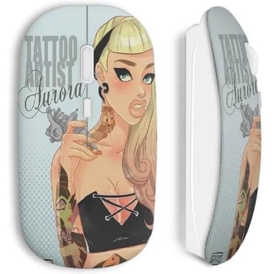 Souris Sans Fil - MANIACASE - Tattoo Belle Au Bois Dormant - USB Wifi - Compatible Mac et PC - Blanc
