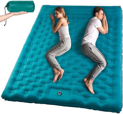 Famanu – Dubbele zelfopblazende slaapmat voor kamperen: ultrabrede en dik matras voor 2 personen - lichtgewicht draagbaar bedslaapkussen met in