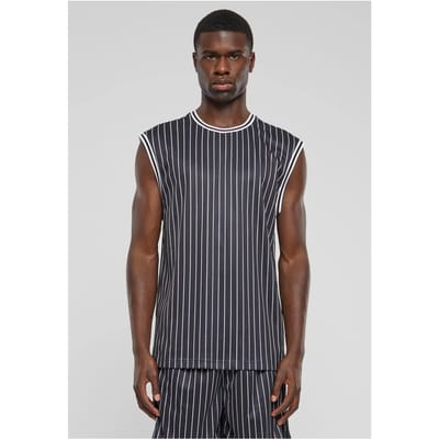 Urban Classics Striped Mesh Tanktop Tanktop zwart-wit S - Polyester - Basics