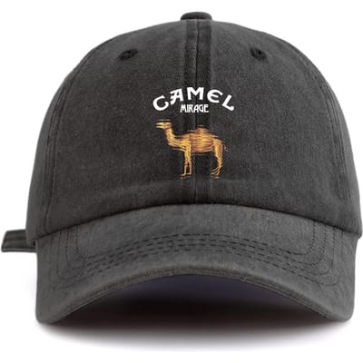 1 stuks CAMEL Print Gewassen Baseballpet voor Volwassenen, Minimalistische Retro Stijl Casual Zachte Verstelbare Papa Hoed, Perfect Als Cadeau zwart