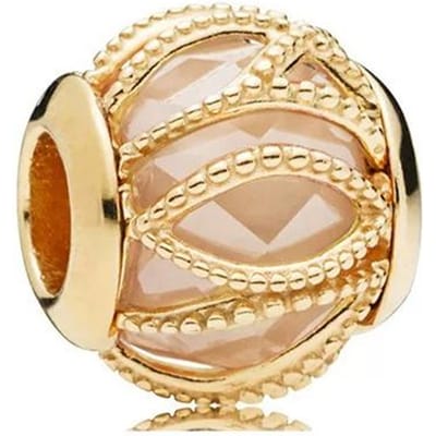 Nieuwe Sprankelende Gouden Poolster Liefdesbrief Oneindigheidsknoop Bloeiende Roos Clip Bedels Kralen Passend op Originele Armband Doe-het-zelf Sieraden Cadeaus beige