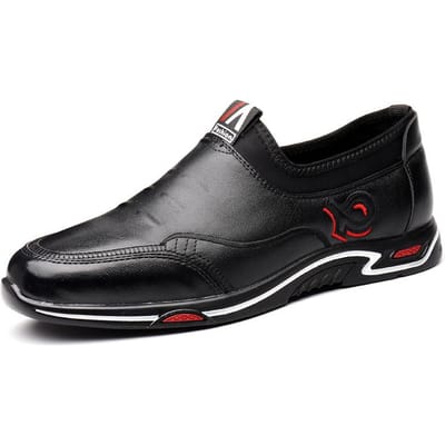 Lente Nieuwe Heren Leren Schoenen Herenmode Alles-match Trendy Schoenen Casual Instappers Zachtzool Jeugd Rijschoenen 43 zwart