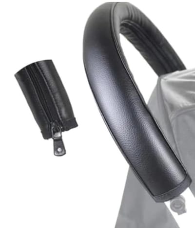 Dailygoods- Handbescherming Zwart PU-leer - Universele Bescherming - Kinderwagenaccessoire - Eenvoudig te Installeren - Compatibel met Babyzen Yoyo/Yoya - Duurzaam en Stijlvol - Kinderwagenhandgreep