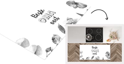Keukenloper - Loper keuken - Spreuken - Quotes Beste Oma Ooit - Bloemen - Moederdag cadeautje - Oma - zwart wit - 120x60 cm - Keukenloper vinyl