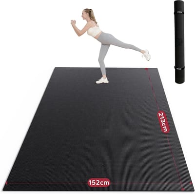 Grote Sportmat - Fitness Bodem - Comfortabel Trainen - Dubbelzijdig Antislip - 213 x 152 cm - Zwart