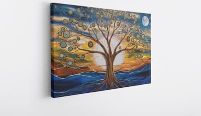 Saammp Canvas Schilderij - Spirutele boom - Abstract - 90x60 - Foto op canvas - Wanddecoratie - Muurdecoratie Woonkamer - Slaapkamer decoratie - Canvas Print
