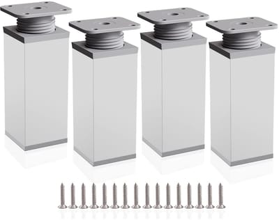 Set van 4 verstelbare tafelpoten van aluminiumlegering, 100 mm, in hoogte verstelbaar van 0 tot 20 mm, voor kantoor, bank en doe-het-zelf meubels