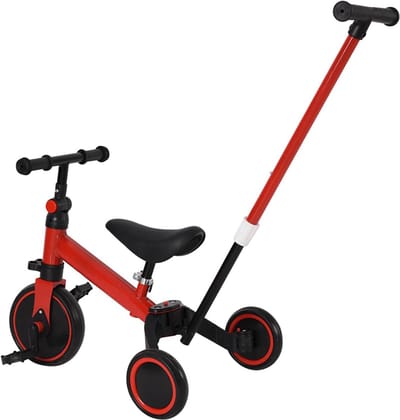 3-in-1 Loopfiets en Driewieler voor Peuters met Duwstang