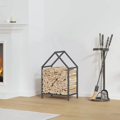 Brandhoutrek - Haardhout opslag - Interieur Decoratie - Grote Capaciteit - 40x25x60 cm - antraciet