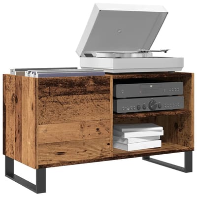 vidaXL - Platenkast - 84,5x38x48 - cm - bewerkt - hout - oud - houtkleurig