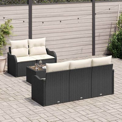 vidaXL - Tuinbank - Set - 6 - st - 5-Aantal - zitplaatsen - Zwart - en - Crème