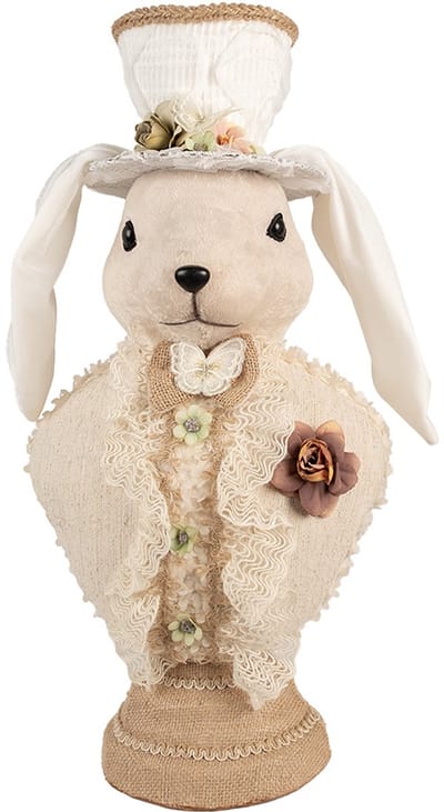 Clayre & Eef Decoratie Beeld Konijn 24x17x50 cm Beige Textiel