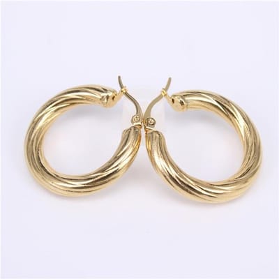 Grote Oorbellen Nieuwe Trendy Goudkleur Hoop Oorbellen Sieraden Groothandel Ronde Grote Maat Hoop Oorbellen Voor Vrouwen Lheh74 beige