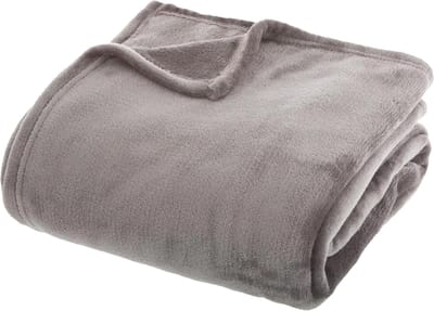 Atmosphera fleece deken/fleeceplaid - betongrijs - 180 x 230 cm - polyester - Molton Bankdeken