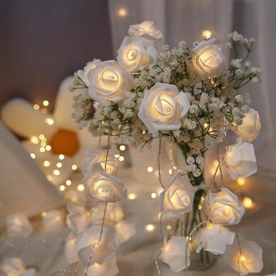 1.5/3m Rood Roze Kunstmatige Roos Bloem LED Lampjes Valentijnsdag Roos Bloem Fee Lichtslinger Slinger Kamer Bruiloft Tafel Decoratie 3m 20LED