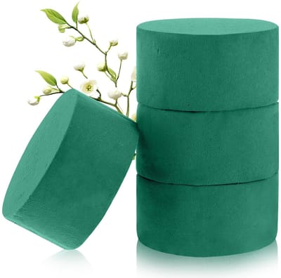 Dailygoods- Steekschuim Set 4 Stuks - Ronde Bloemsteekschuim - Groen - Hoogwaardig Fenolhars - Perfect voor Bruiloft/Feestdecoratie - Afmetingen 10x4cm/8x4cm - Bloemschuim