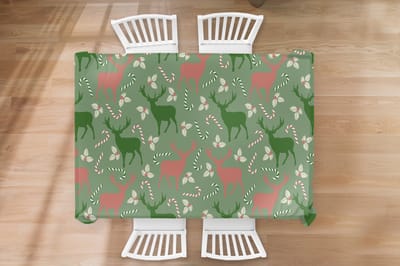Kerst Tafelkleed - Kerstmis Decoratie - Tafellaken - Patronen - Christmas - Rendier - 200x130 cm - Kerstmis Versiering - Tafeldecoratie Kerstmis - Kerstdecoratie tafel - Tafelversiering