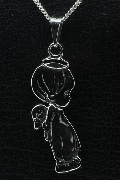 Zilveren Baby als engel ketting hanger