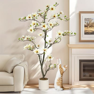 Kunstplant in pot - kunstmagnolia -180 cm Kunst plant - Nep planten voor Binnen en Buiten - Grote Nepplant