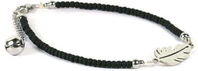 Heaven Eleven - meisjes - Enkelbandjes - glas - zwart - 1mm - verstelbaar 18cm + 4cm