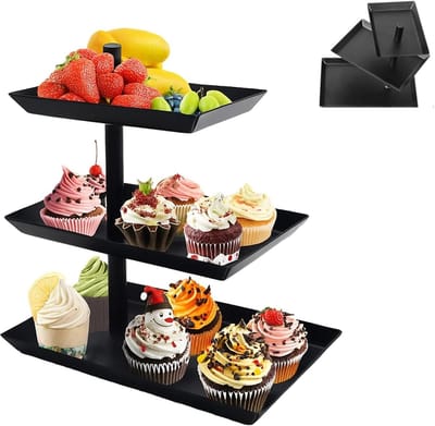 Solidchoice - 3-Tier Rotating Fruit en Taartstandaard voor Feestelijke Gelegenheden