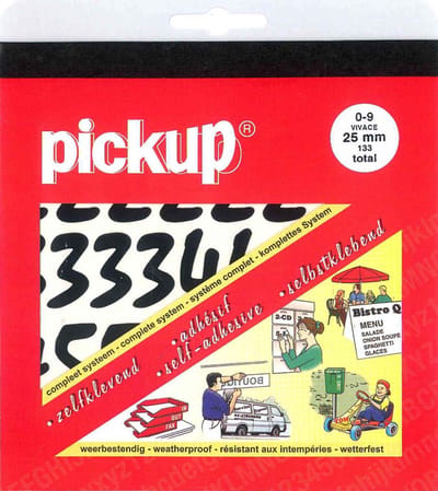 Pickup plakcijfers boekje Vivace zwart - 25 mm