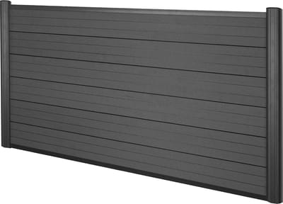 WPC privacyscherm Sarthe, windscherm, aluminium palen ~ basiselement laag, 1,90m antraciet
