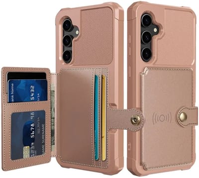 Portemonnee Hoesje Geschikt voor Samsung Galaxy S23 FE - Back Cover met Pasjeshouder - Telefoonhoesje voor Pinpas - Kaarthouder op Achterkant - Case met Magneet voor Auto Houder Roze