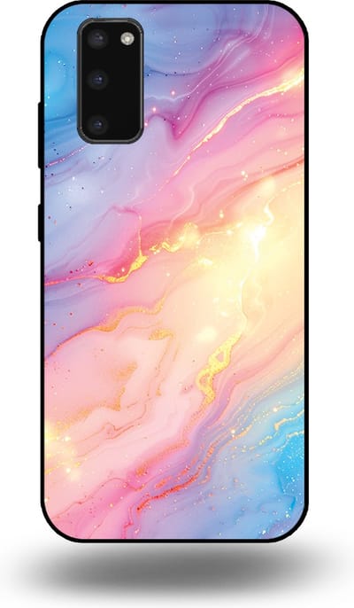 Smartphonica Telefoonhoesje Geschikt voor Samsung Galaxy S20 Plus met Regenboog Glitter Marmer Opdruk - TPU Backcover Case Rainbow Glitter Marble Design geschikt voor Samsung Galaxy S20 Plus